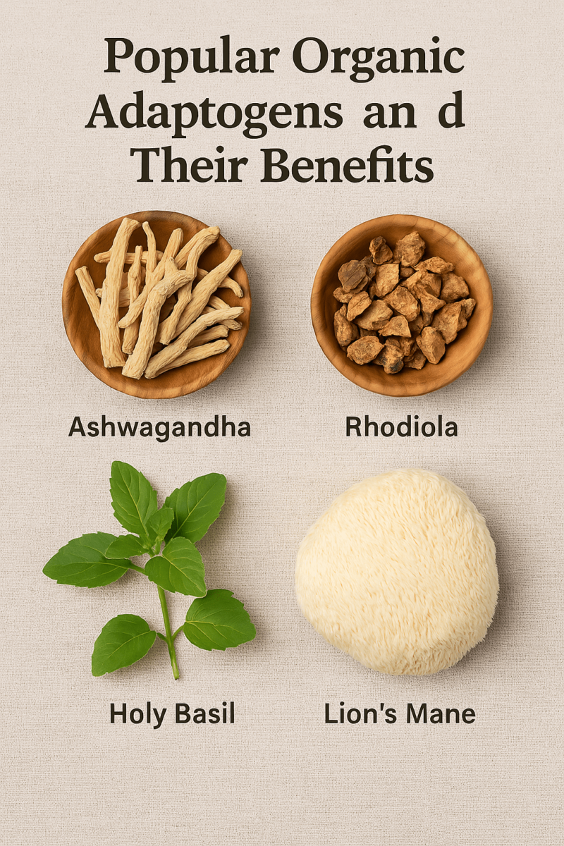 organic adaptogens for stress relief and focus, Popular Organic Adaptogens and Their Benefits