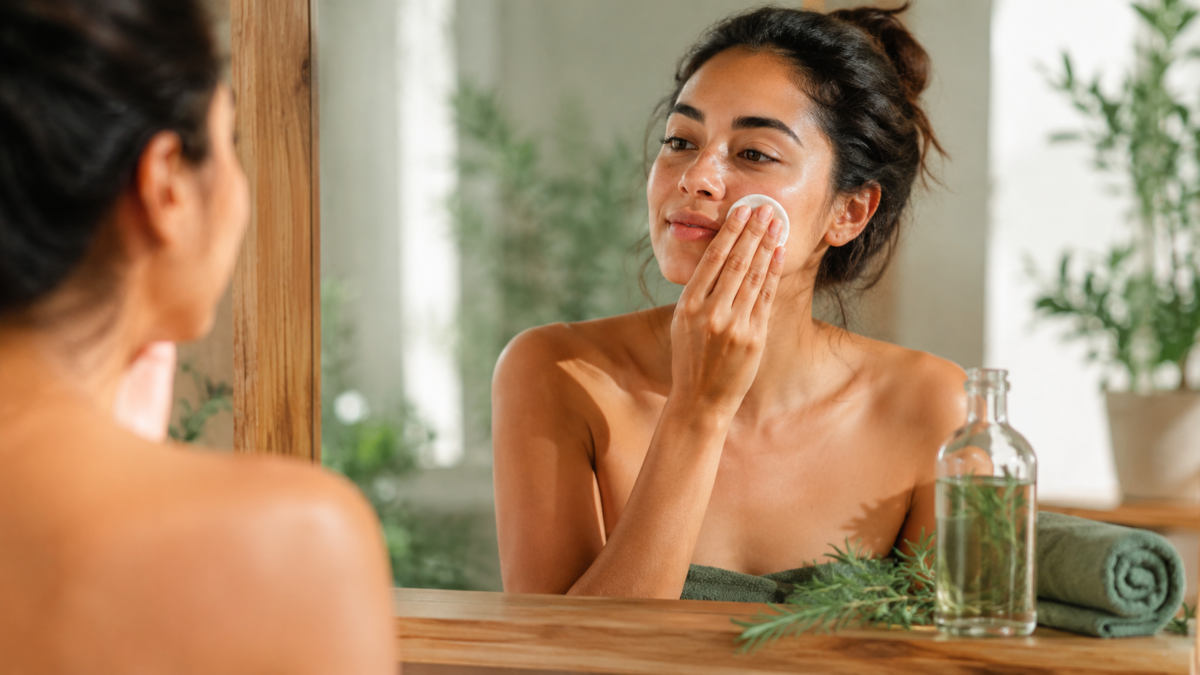 A serene skincareroutine moment Natural Knows rosemary water for skin