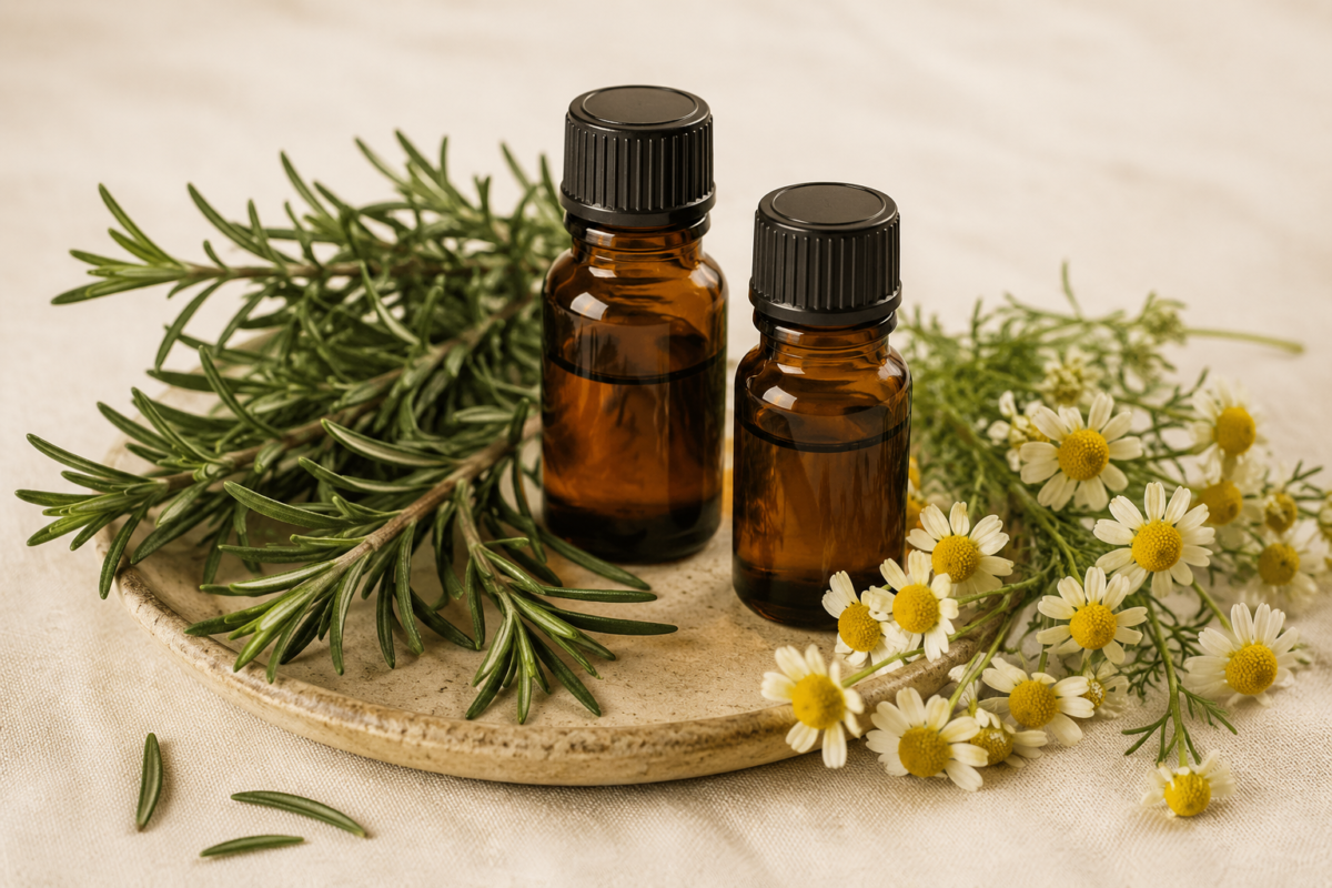 headaches rosemarychamomileoilheadache Natural Knows rosemary and Roman chamomile oil for headaches