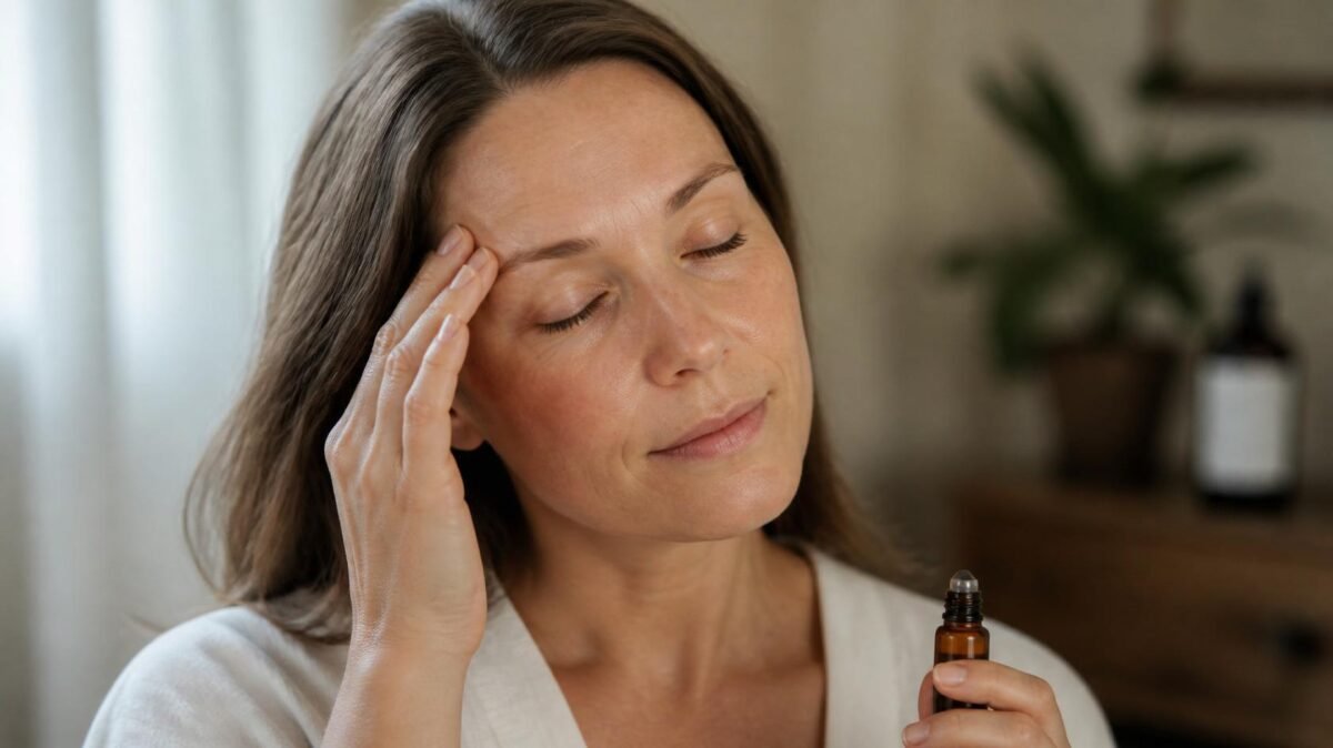 person resting with cool cloth for headache relief