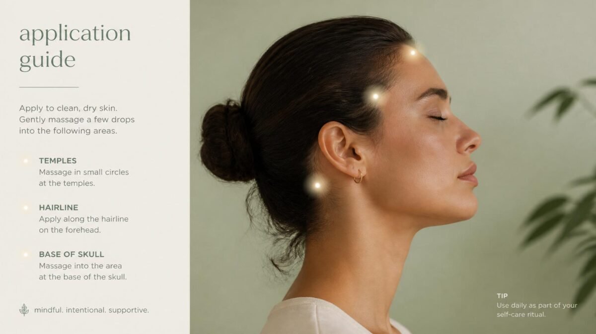 peppermint oil application spots on head and neck