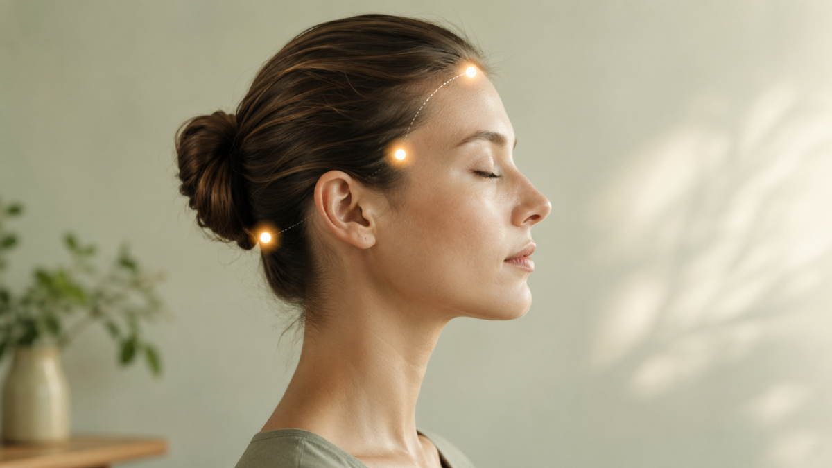 peppermint oil application spots on head and neck