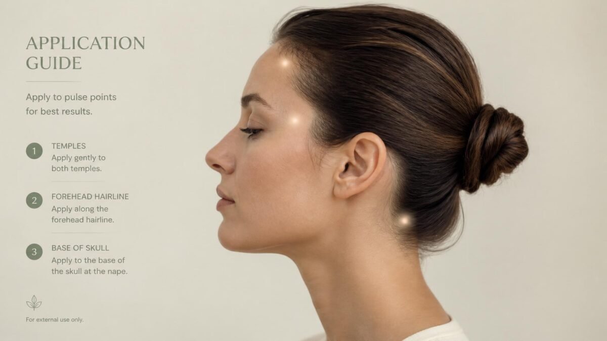 peppermint oil application spots on head and neck