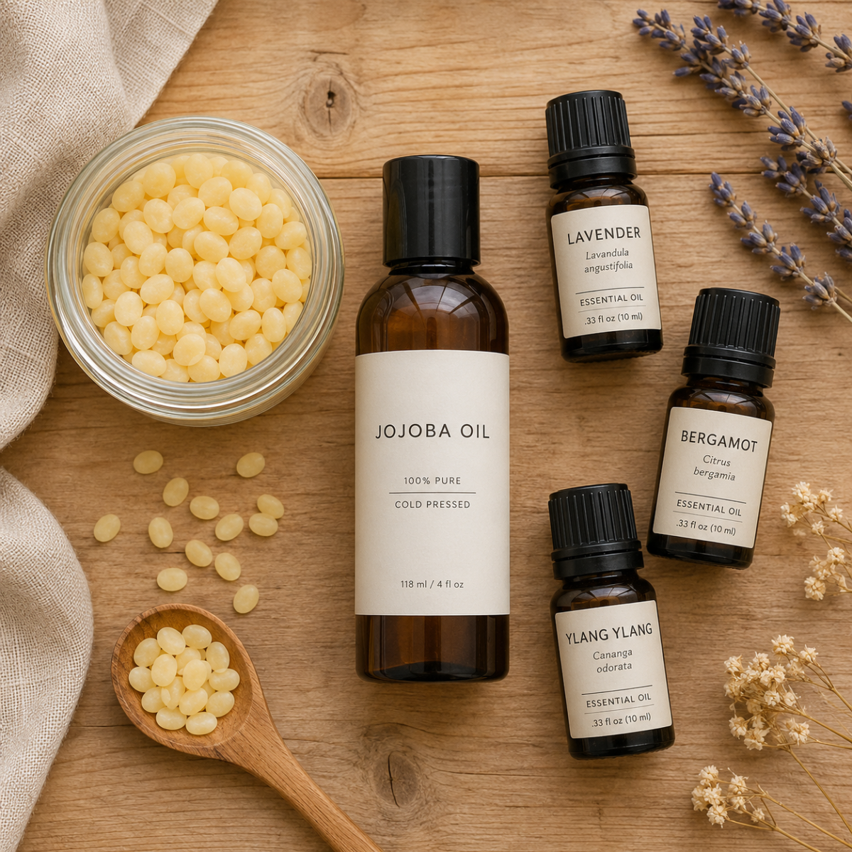 solidperfumeingredientsflatlay Natural Knows How to Make Solid Perfume with Essential Oils The Ratio That Actually Sets